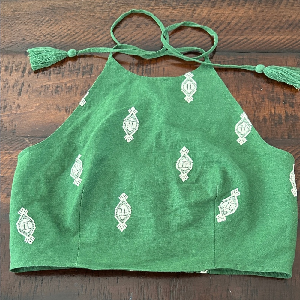 House of Harlow 1960 Green Embroidered Tank Top